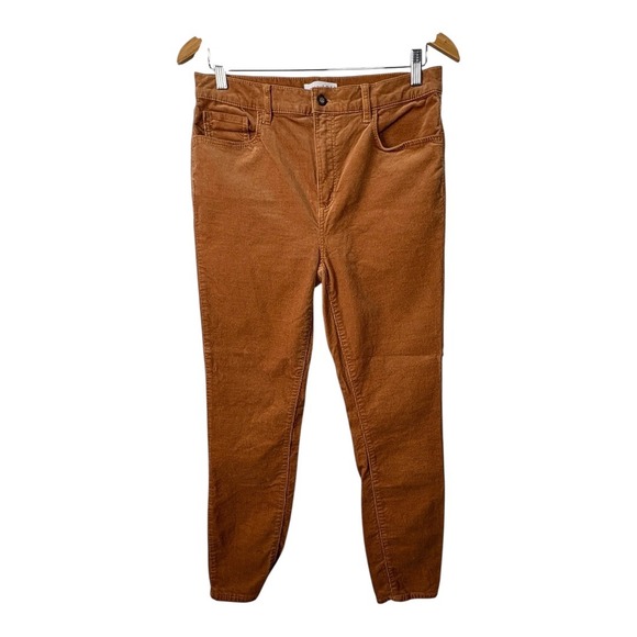 LOFT‎ Corduroy Pants High Waist Golden Tan Brown Comfort Women Size Large - Picture 1 of 7